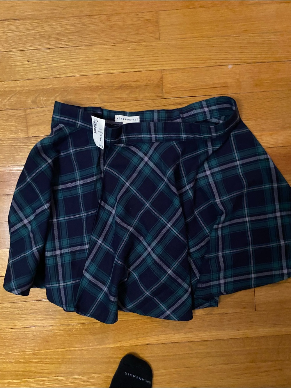Aeropostale Navy Green Plaid Circle Skirt